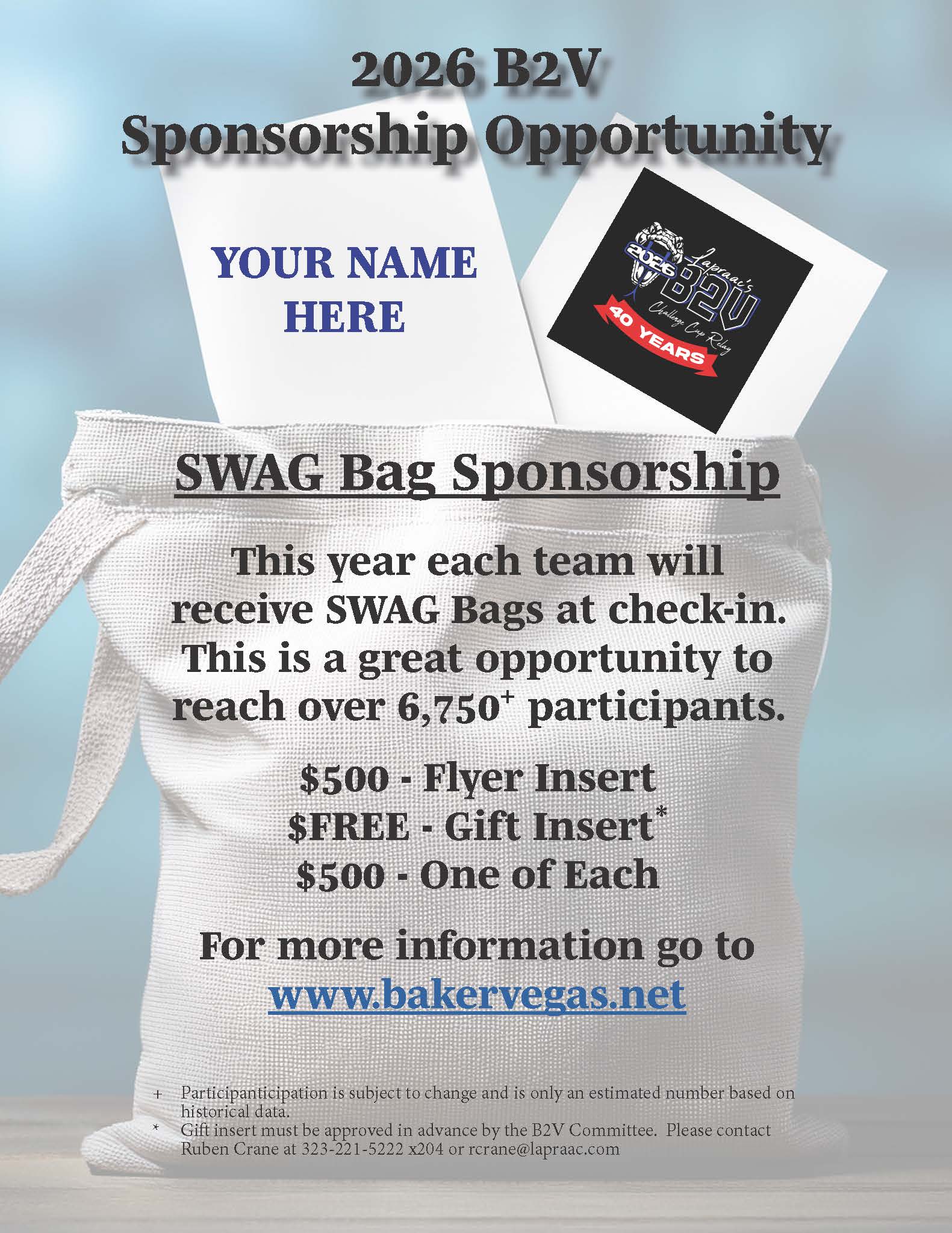 SWAG BAG INSERT ITEMS